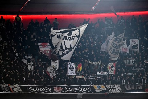 Fan block, fans, fan curve, flags, atmosphere, atmospheric Eintracht Frankfurt SGE Ultras soccer