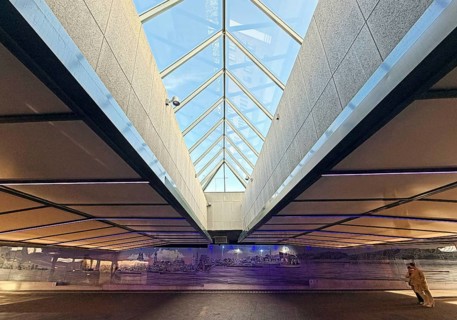 Underpass with skylight from factory outlet center to Roermond city center, Limburg province, the