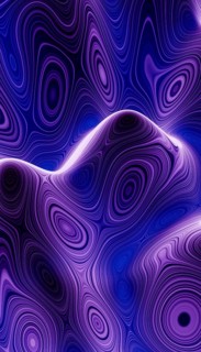 Vibrant 3D rendered image capturing hypnotic, swirling waves in shades of purple and blue, ideal