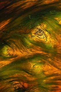 A stunning abstract of Riotinto river in Huelva, Spain, showcasing vivid orange and green hues The