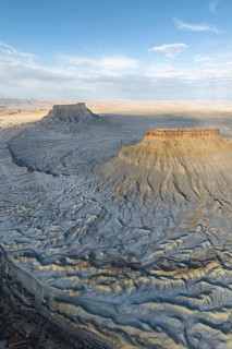Stunning aerial view of Caineville Mesa, Utah, USA Capturing the majestic landscape, rugged