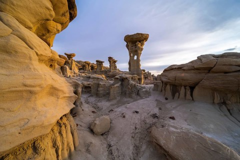Stunning rock formations in the Bisti De-Na-Zin Wilderness, New Mexico, create a surreal landscape