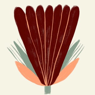 A vibrant, abstract illustration of a spring flower featuring bold, expressive strokes in shades of