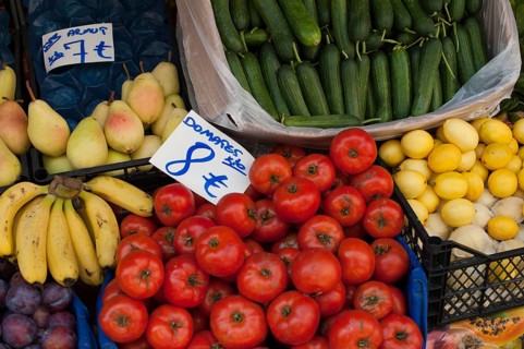 Istanbul, Turkey, September 28th 2018 Fruit and vegetables for sale at an Istanbul market during
