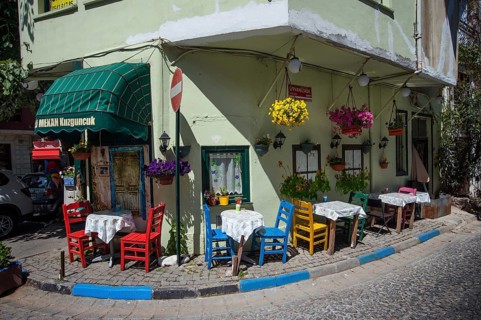 Istanbul, Turkey, February 23rd 2018. A cafe in the trendy Kuzguncuk neighborhood of the Asian side