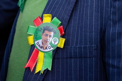 Istanbul, Turkey. April 12th 2015 Showing support for Selahattin Demirtas at the launch of HDP