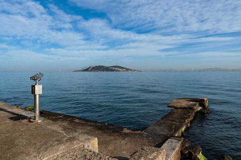 Beautiful panoramic sea view from Burgazada one of the Prince's Islands, part of the archipelago in
