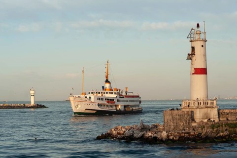 Istanbul, Turkey. 11th April 2016 Trans-Continental Ferry arriving at Kadikoy on the Asian side of
