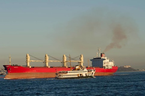 Bosporus strait, Istanbul, Turkey. March 31st 2014. Maritime shipping along the Bosporus strait