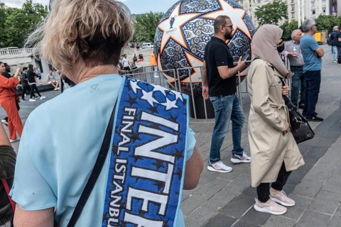 Istanbul, Turkey. June 9th 2023 Soccer fans gather in Taksim Square, Istanbul, the day before the