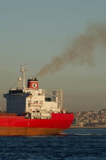 Istanbul, Turkey. March 31st 2014 Shipping in the Bosporus strait causing pollution, Istanbul,