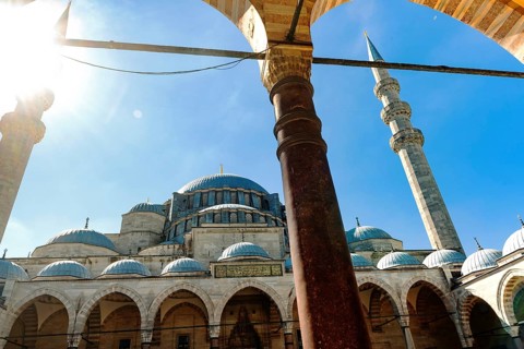 Into the light of the Suleymaniye Camii, an Ottoman imperial Mosque over looking Istanbul built by