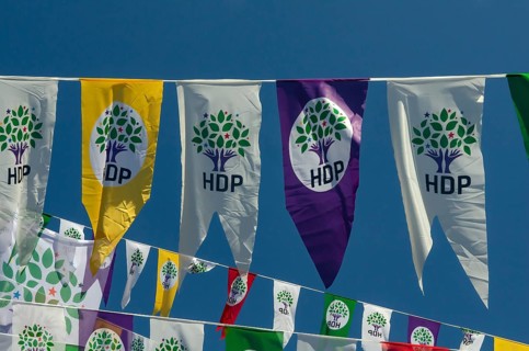 Istanbul, Turkey. 12th March 2015 Election campaign banners for the pro-Kurdish political party,