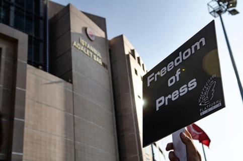 Istanbul, Turkey. December 25th 2011 Protestors calling for Freedom of the Press outside the