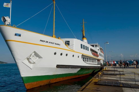 Buyukada Island, Istanbul, Turkey. August 19th 2014 Turkish ferry boarding passengers for the