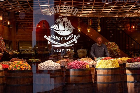 Istanbul, Turkey. October 14th 2021 Captian Candy Turkish Sweetshop in a popular shopping street