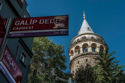 Istanbul, Turkey. October 5th 2021 The Galata Tower in Beyoglu, exploring the Pera District of the