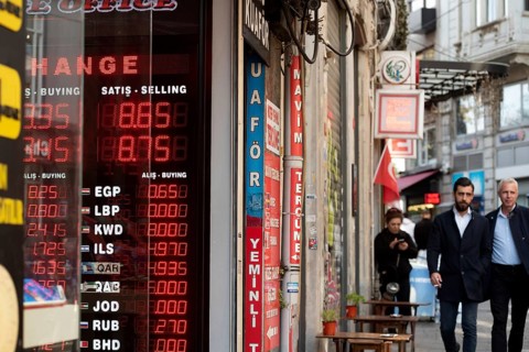 Istanbul, Turkey. November 10th 2022 Turkish Lira against other currency exchange rates displayed