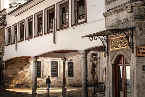 Istanbul, Turkey. October 12th 2021 Beautiful morning light on the inner courtyard of the Eyup