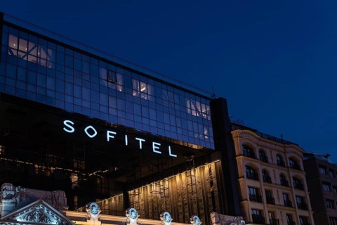 Istanbul Turkey. October 18th 2021 The modern facade of the Istanbul Sofitel Hotel in the center of