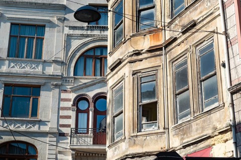 Istanbul, Turkey. October 22nd 2021 Newly restored and neglected architecture in the Fener and