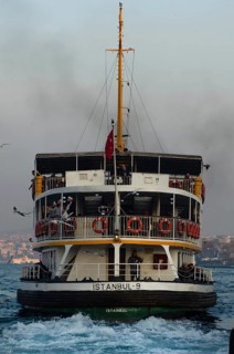 Istanbul, Turkey. December 19th 1st 2014 Inter-continental ferry on the Bosphorus, Istanbul, Turkey