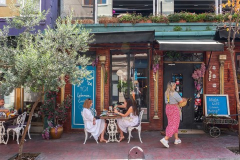 Istanbul, Turkey. August 3rd 2021 Popular Lebanese Restaurant Arada (Beyrut) Cafe in the Karakoy