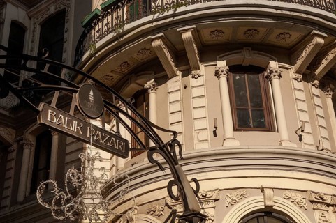 Istanbul, Turkey. January 11th 2010. Entrance to Balik Pazari, the fish bazaar, Istiklal Street,