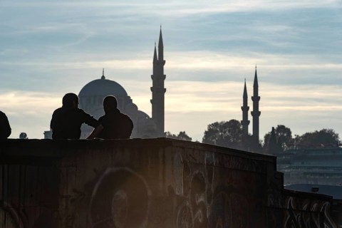 Istanbul, Turkey. November 14th 2023 Enjoying the view of Suleymaniye Mosque from the Halic ferry
