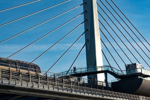 Istanbul, Turkey. November 14th 2023 Golden Horn Metro Bridge or Halic Metro Koprusu is a