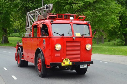 Scania Vabils veteran fire truck built in 1940 at fire truck rally in Ystad, Skåne County, Sweden,