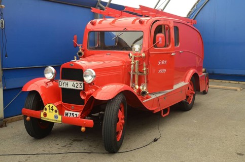 Ford veteran fire truck built in 1931 at fire truck rally in Ystad, Skåne County, Sweden,