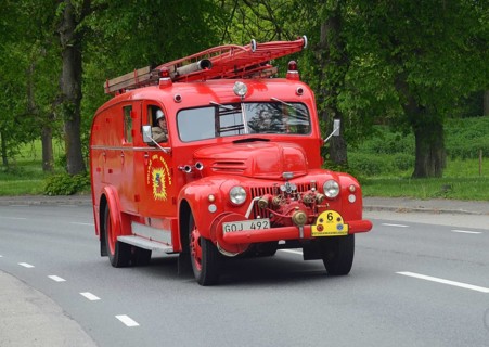 Ford veteran fire truck built in 1947 at fire truck rally in Ystad, Skåne County, Sweden,