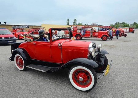 Veteran fire engine, fire chief's car, A-Ford built in 1931 at fire truck rally in Ystad, Skåne