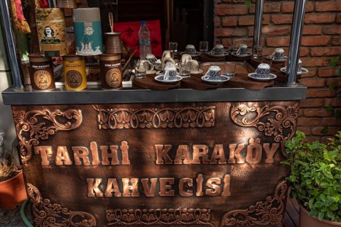Istanbul, Turkey. August 18th 2021 Historical Turkish Coffee Cart Cafes, Bars and Restaurants in