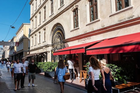 Istanbul, Turkey. August 18th 2021 Skull and Bones Bar Cafes, Bars and Restaurants in the up and