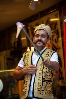 Istanbul, Turkey. June 7th 2019 Traditional Turkish Ice Cream Sellers along Istiklal Street on the