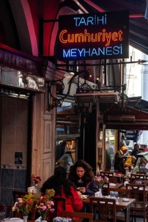 Istanbul, Turkey. November 30th 2019 Traditional Turkish Meyhane, fish restaurant at Balik Pasiji