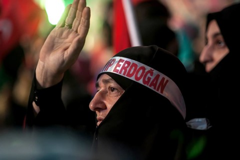 Istanbul, Turkey. July 19th 2016. Turkish pro government supporters gather in Takism square after