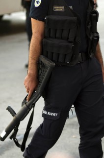 Istanbul, Turkey. June 1st 2013 Turkish riot police armed with tear gas, Gezi park, Taksim square,