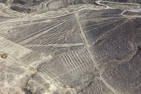 Known line formations in the Nazca Desert, viewed from above, Peru, The geoglyphs and drawings in