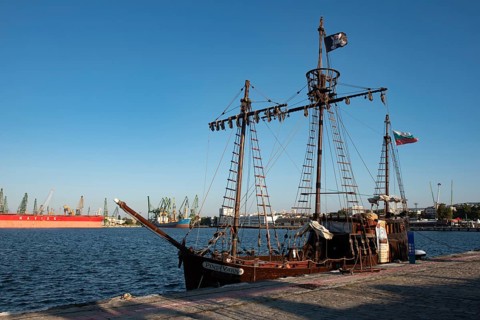 Varna, Bulgaria. September 5th 2020 A touristic Pirate ship, Varna Port, Bulgaria