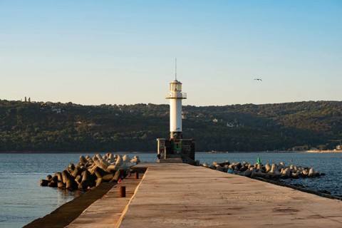 Varna, Bulgaria. September 5th 2020 The Lighthouse at Varna Port, Varna, Bulgaria