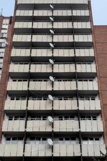 Burgas, Bulgaria. January 4th 2021 Communist style housing in the Bulgarian port city of Burgas,
