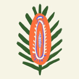 An abstract, colorful illustration depicting the vibrant and vivid interior of a spring flower, set