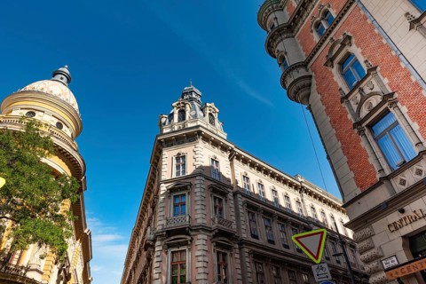 Budapest, Hungary. October 1st 2023 Beautiful architecture of District V, heart of Budapest and the