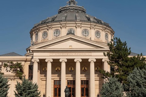 Bucharest, Romania. October 29th 2023. The Romanian Athenaeum, a concert hall in the center of