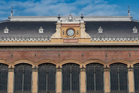 Budapest, Hungary. October 1st 2023 Beautiful architecture of the Nyugati Palyaudvar rail station