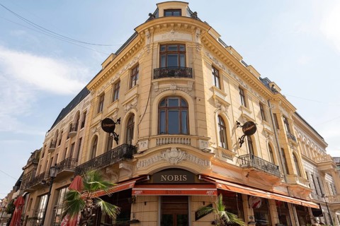 Bucharest, Romania. October 29th 2023. Elegant architecture of cafes and restaurants in the Grand