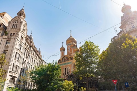 Bucharest, Romania. October 29th 2023. Historical architecture of St. Nicholas Russian Orthodox